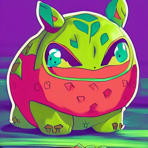 Image similar to bulbasaur by andi warhol, 4 k, digital painting, bright colors