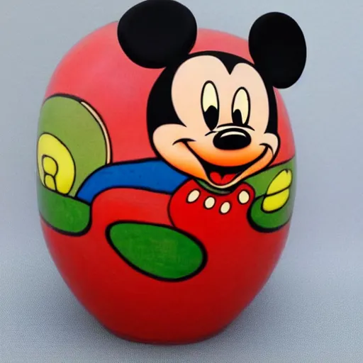 Prompt: vase work, vase art of Mickey Mouse in art style of chinese art, fragmented clay firing chinese vase with an Mickey Mouse, chinese art!!!!! chinese art