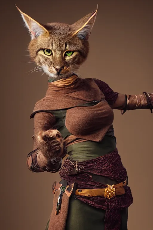 Image similar to a female DND tabaxi, high resolution film still, 8k, HDR colors, cosplay, studio lighting