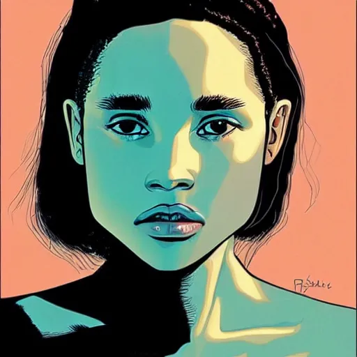 Image similar to “ zoe kravitz retro minimalist portrait by jean giraud, moebius starwatcher comic, sharp, smooth face, 8 k ”