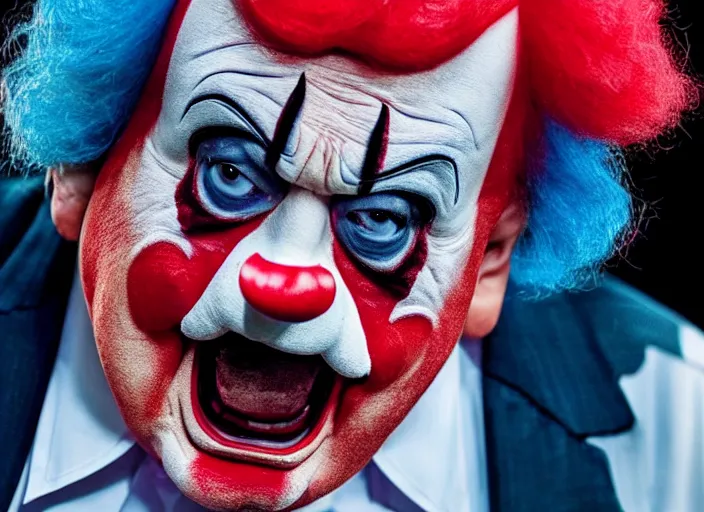 Image similar to ted cruz as wrinkles the clown, movie still, from the new wrinkles the clown movie, 8 k, realistic