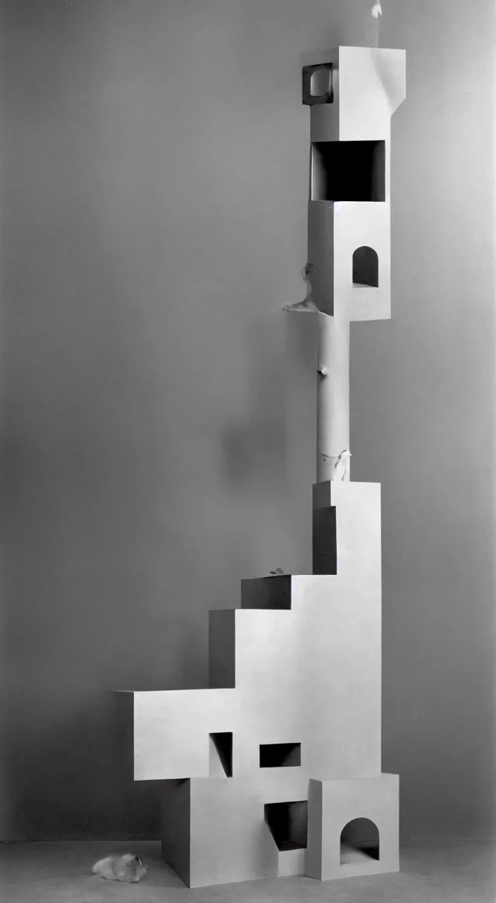 Image similar to a cat tower designed by isamu Noguchi, 90’s photography, anton corbjin,