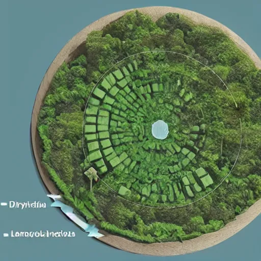 Image similar to a illustration of an architectural plan view of a labyrinth of the deforestation in amazona crisis