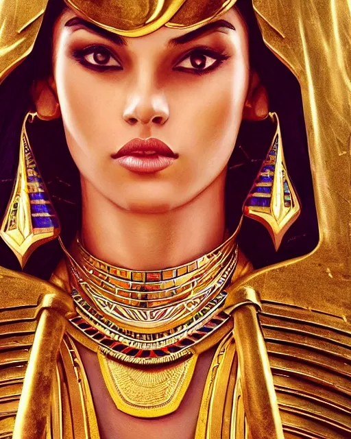 Prompt: Jessica Kahawaty as a beautiful egyptian princess, gorgeous, portrait, Symmetrical, powerful, intricate, beautiful, masterpiece, elegant, volumetric lighting, back lighting, dramatic lighting, highly detailed, artstation, sharp focus, illustration, Artgerm, Jean-Léon Gérôme , ruan jia