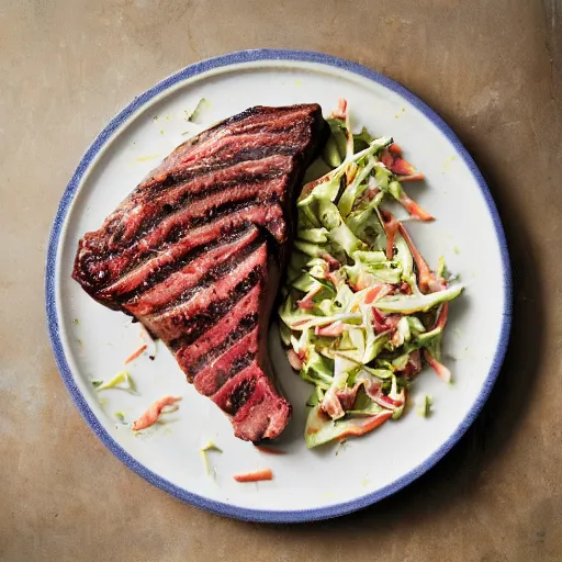 Prompt: coleslaw porterhouse steak