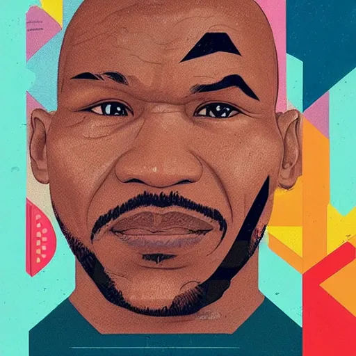 Prompt: mike tyson profile picture by Sachin Teng, asymmetrical, Organic Painting , Matte Painting, geometric shapes, hard edges, graffiti, street art:2 by Sachin Teng:4