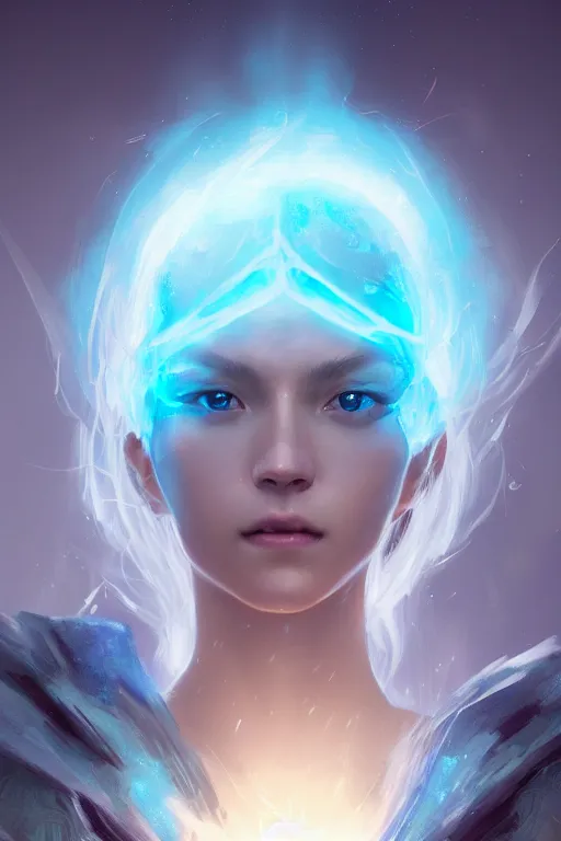 Prompt: a fancy close up portrait of a beautiful light mage in lightblue aura by Greg Rutkowski, Sung Choi, Mitchell Mohrhauser, Maciej Kuciara, Johnson Ting, Maxim Verehin, Peter Konig, final fantasy , mythical, 8k photorealistic, cinematic lighting, HD, high details, atmospheric,