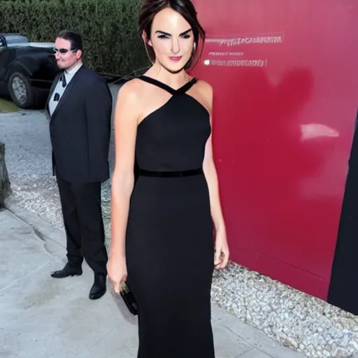 Image similar to Camilla Belle wearing a black dress in GTA 5.