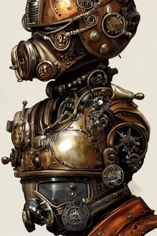 Image similar to steampunk helmet fantasy art mask robot ninja stylized digital illustration sharp focus, elegant intricate digital painting artstation concept art global illumination ray tracing advanced technology chaykin howard and campionpascale and cooke darwyn and davis jack