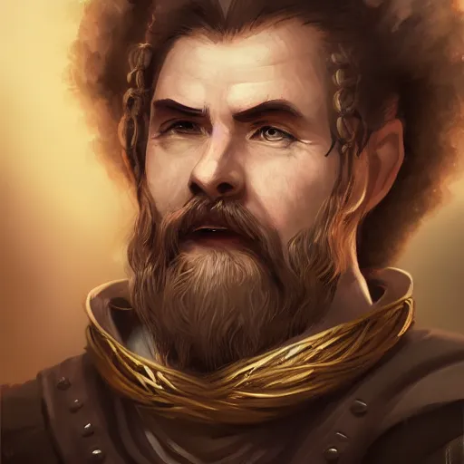 Image similar to Portrait of human bard named Lech Wałęsa, very beautiful, D&D, brown eyes, fantasy, intricate, elegant, highly detailed, digital painting, trending on artstation, concept art, smooth, sharp focus, RPG rulebook illustration, art by Tyler Jacobson