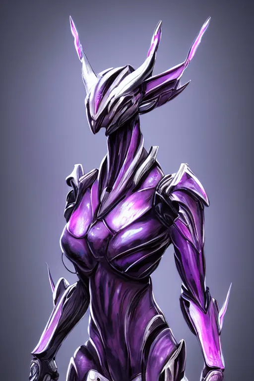 Image similar to cinematic bust shot, hyperdetailed elegant beautiful stunning giant robot mecha hot female goddess dragon, sharp spines, sharp metal ears, smooth purple eyes, smooth fuschia skin, smooth silver armor, nebula size, space, epic proportions, epic scale, warframe fanart, macro giantess, furry art, dragon art, goddess art, giantess art, furaffinity, octane