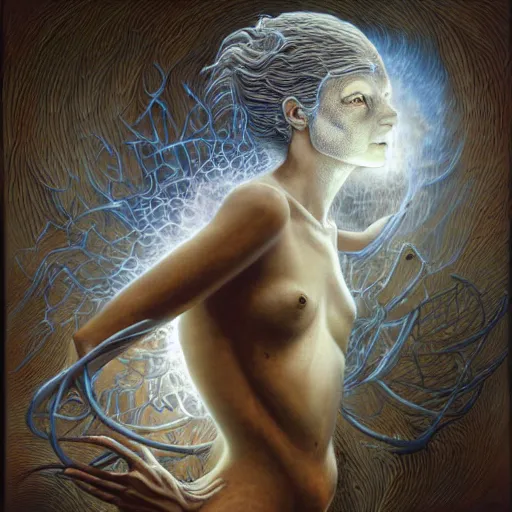 Image similar to Ghost in the machine by Tomasz Alen Kopera and hajime sorayama and salvator dali, masterpiece