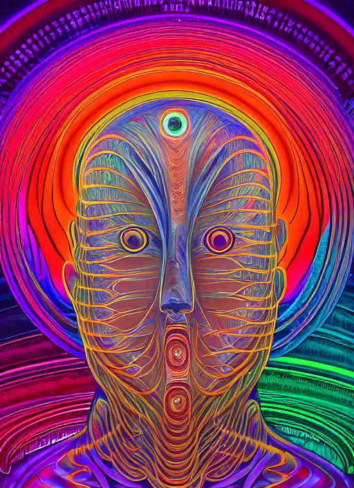 Image similar to collaborative intelligence in your pocket in the style of alex grey, album cover, award winning, beautiful, colorful, volumetric lighting, trending on artstation