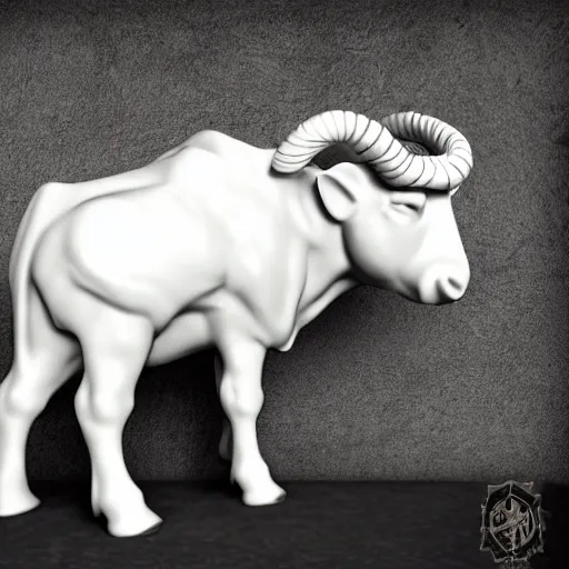 Image similar to white bull with wings, fantasy style