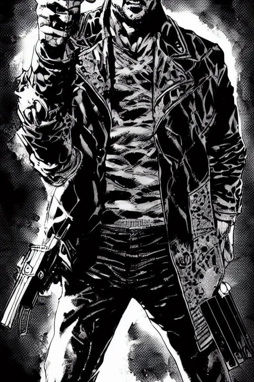 Image similar to A full body portrait of Jensen Ackles as a new antihero character with an angry face art by Marc Silvestri and Jim Lee, trending on artstation, detailed, ominous, mysterious