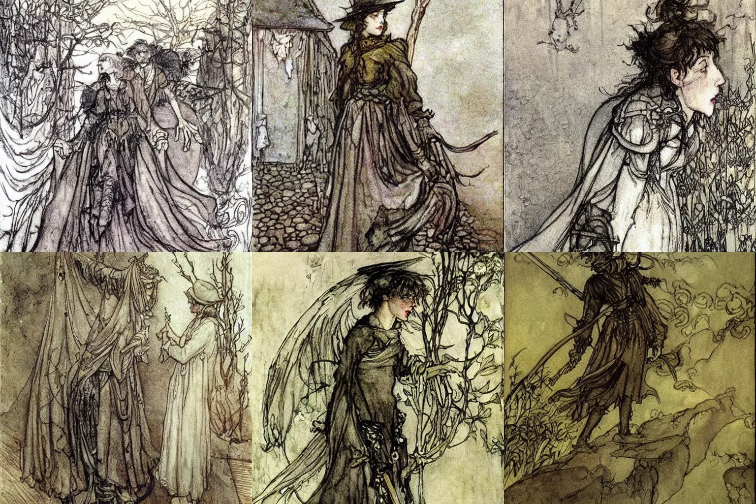 Prompt: i am compassionate and i am cruel. be on your guard! painting by arthur rackham.