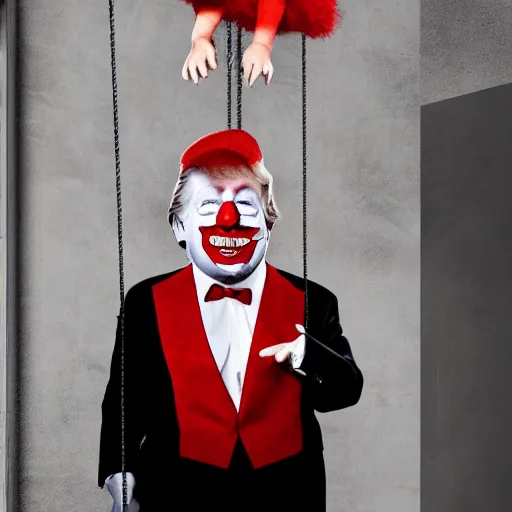 Image similar to donald trump as a clown being hanged for treason, 4 k, cinematic, hyperrealism,