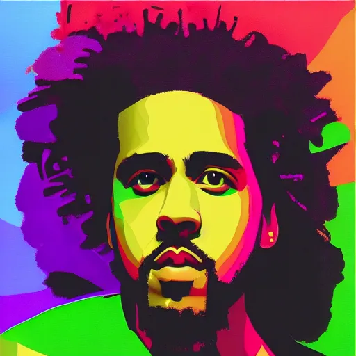 Image similar to j Cole portrait stylised big smears of paint 2016 trap album cover style chrometext