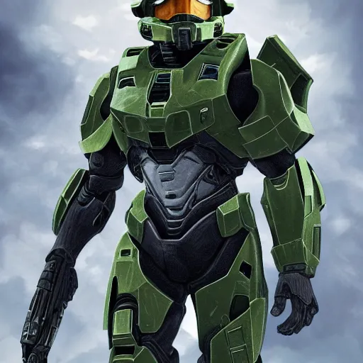 Image similar to super detailed professional photo portrait of the master chief from halo