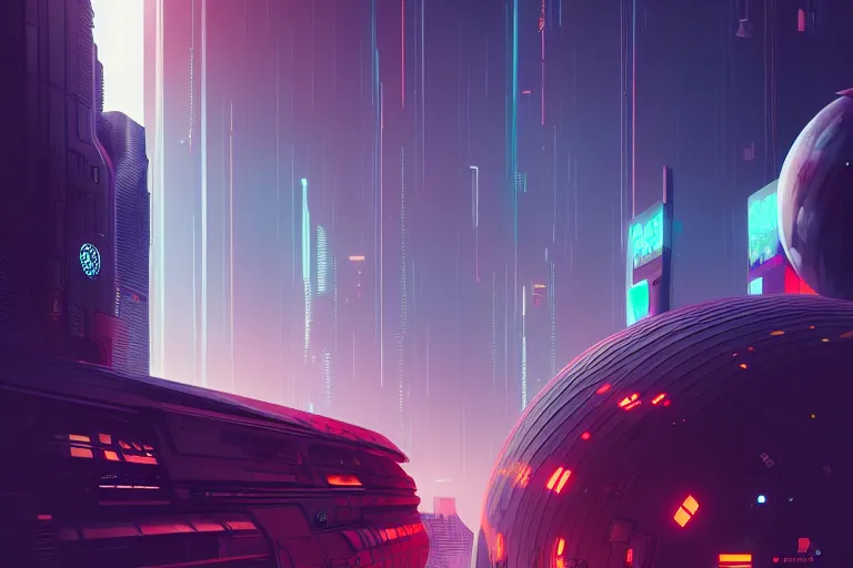 Image similar to wide shot cyberpunk giant server in spherical digital space, highly detailed, smooth, sharp focus, illustration, beautiful, geometric, trending on artstation, cinematic, artwork by WLOP