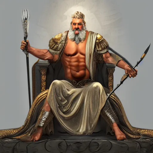 Image similar to Digital painting of Zeus on a throne, hyperdetailed, artstation, cgsociety, 8k