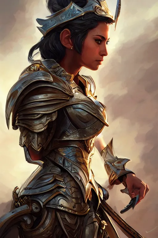 Image similar to amazon valkyrie athena, d & d, fantasy, portrait, highly detailed, headshot, digital painting, trending on artstation, concept art, sharp focus, illustration, art by artgerm and greg rutkowski and magali villeneuve