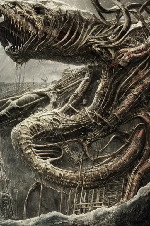 Prompt: elon musk as a scary sea monster, photorealistic, cinematic lighting, highly detailed, very intricate, by hr giger