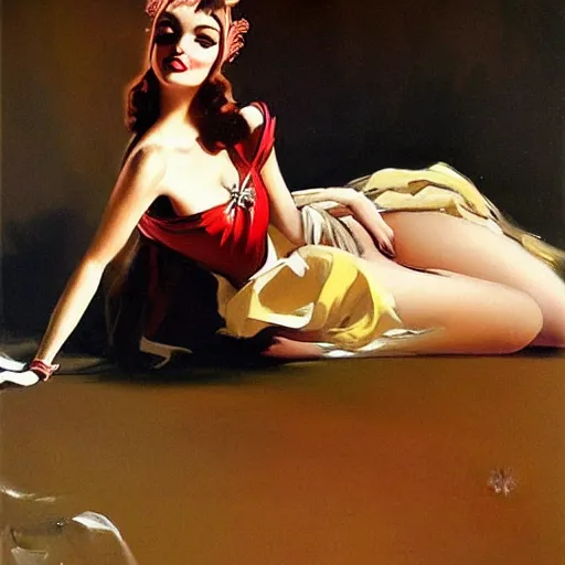 Image similar to painting by rolf armstrong
