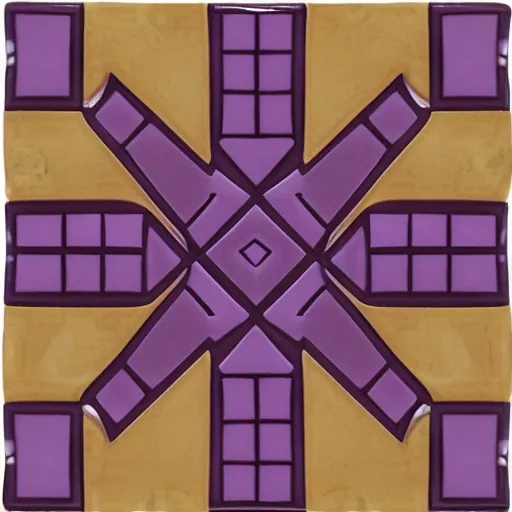 Image similar to an ornate cubic purple bauhaus tileable design