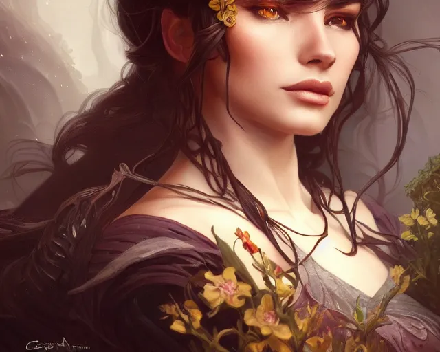 Image similar to photography of lorena alvarez ga ³ mez, deep focus, d & d, fantasy, intricate, elegant, highly detailed, digital painting, artstation, concept art, matte, sharp focus, illustration, hearthstone, art by artgerm and greg rutkowski and alphonse mucha