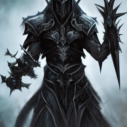 Prompt: dark elf death knight, artstation hall of fame gallery, editors choice, #1 digital painting of all time, most beautiful image ever created, emotionally evocative, greatest art ever made, lifetime achievement magnum opus masterpiece, the most amazing breathtaking image with the deepest message ever painted, a thing of beauty beyond imagination or words