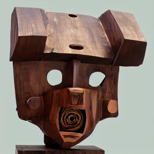 Image similar to robot wooden mask