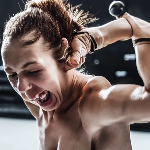 Image similar to older female fighter locked in combat