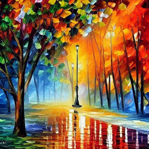 Prompt: A Landscape by Leonid Afremov and Claude Monet