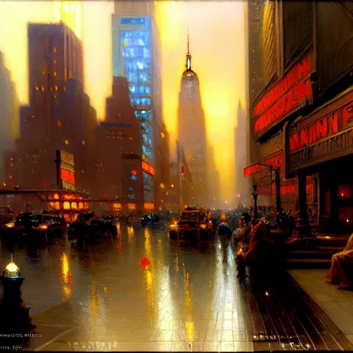 Image similar to city of modern new york. highly detailed painting by gaston bussiere, craig mullins, j. c. leyendecker