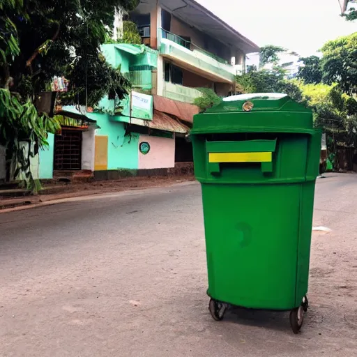 Image similar to green dustbin in sri lanka, street view