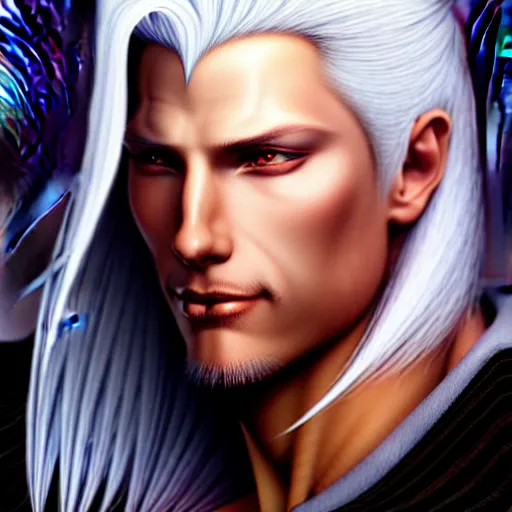 Image similar to a _ fantasy _ style _ portrait _ painting _ of _ sephiroth _ oil _ painting _ unreal _ 5 _ daz. _ rpg _ portrait _ extremely _ detailed _ artgerm _ greg _ rutkowski _ greg