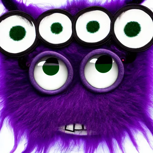 Prompt: 1 eyed 1 horned flying purple monster with fur