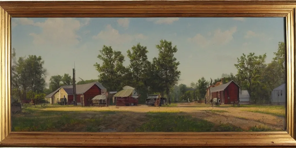 Prompt: beautiful oil painting of bishop hill colony illinois by olof krans