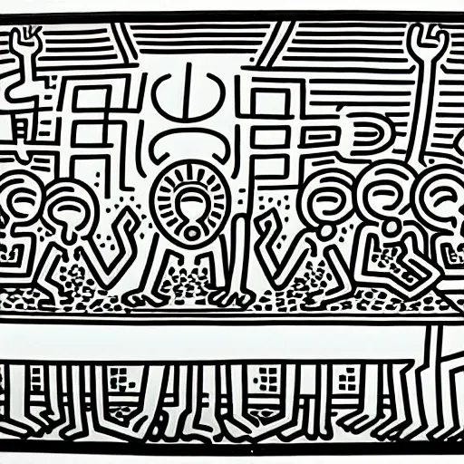 Image similar to The last supper, by Keith Haring