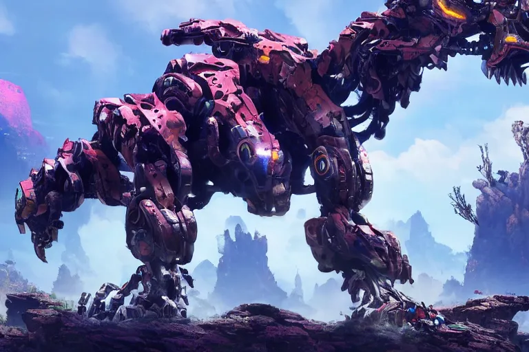 Image similar to clamberjaw machine mecha animal beast robot of horizon forbidden west horizon zero dawn bioluminiscence global illumination ray tracing hdr fanart arstation by sung choi and eric pfeiffer and gabriel garza and casper konefal