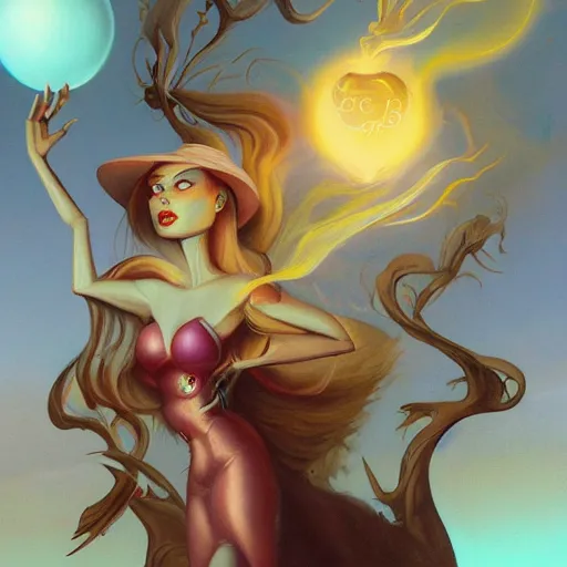 Image similar to eris, discordianism, golden apple of discordia, by peter mohrbacher, loish