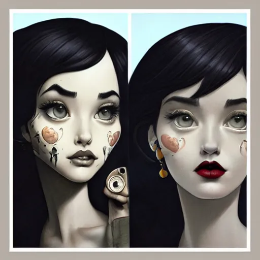 Image similar to Lofi portrait, 3/4 profile, Pixar style by Joe Fenton and Stanley Artgerm and Tom Bagshaw and Tim Burton,