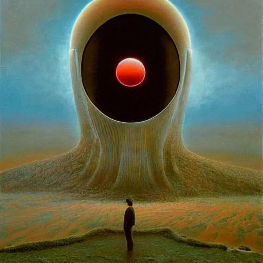 Image similar to elon musk as a zdzisław beksinski painting