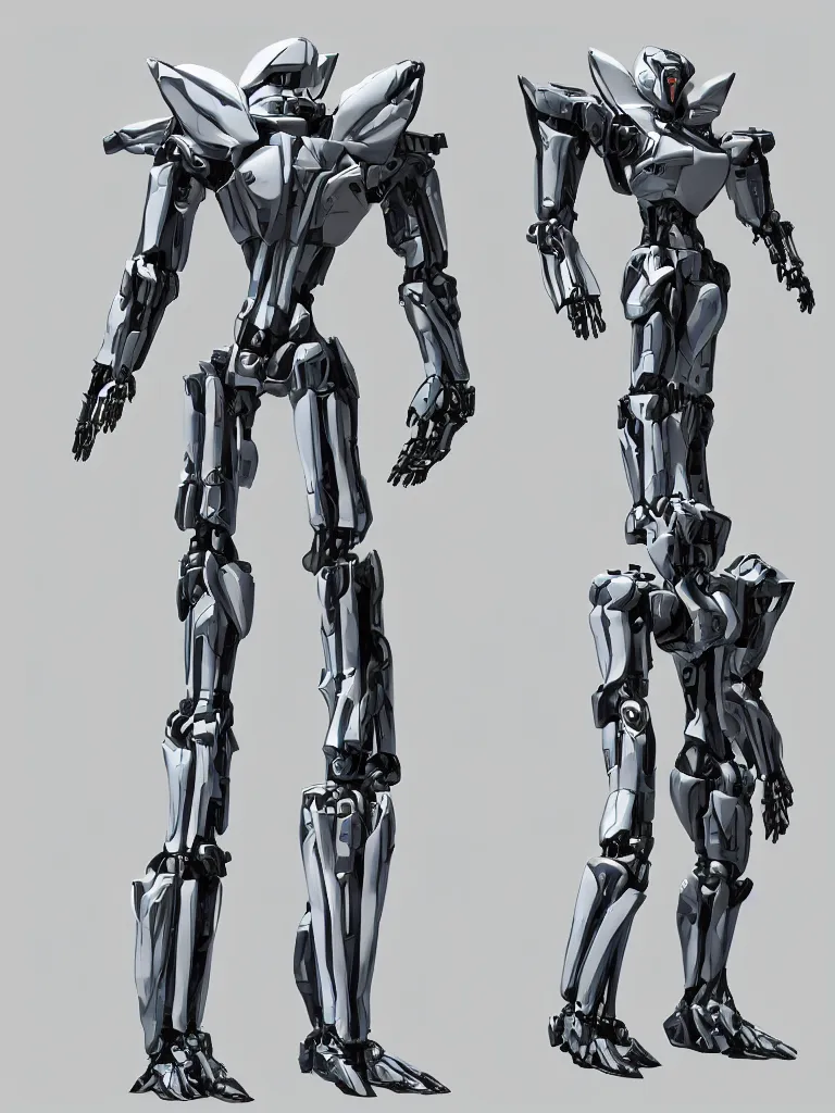 Image similar to full body full height, elegant alien mecha character model, default pose. super high resolution photo. symmetrical. orthographic front view.