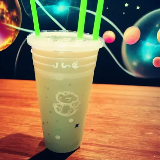 Image similar to a universe in a bubble tea