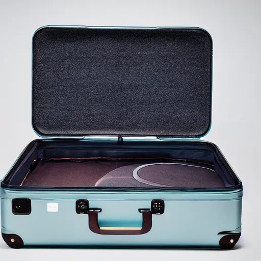 Prompt: The suitcase, made by Apple, product photography