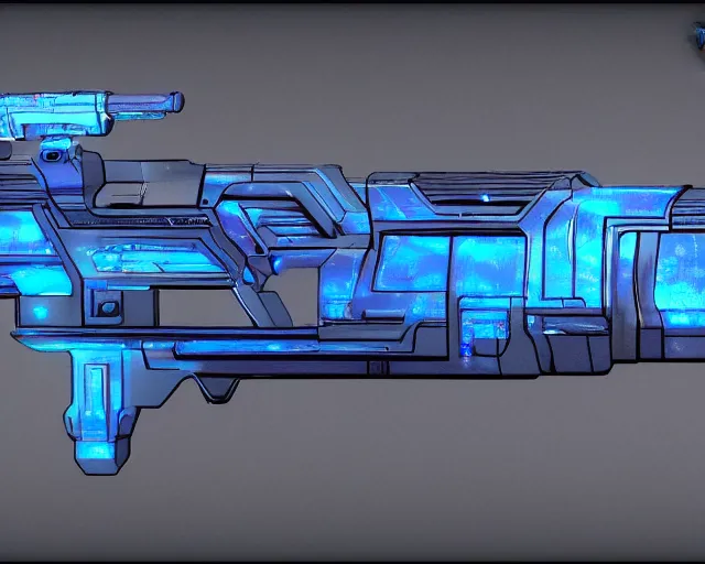 Image similar to schematic of a futuristic plasma rifle, blueprint, HD, full shot 4k