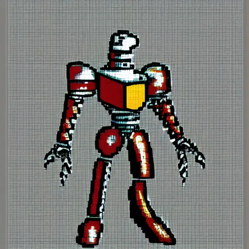 Image similar to robot knight, highly detailed pixel art, 6 4 - bit