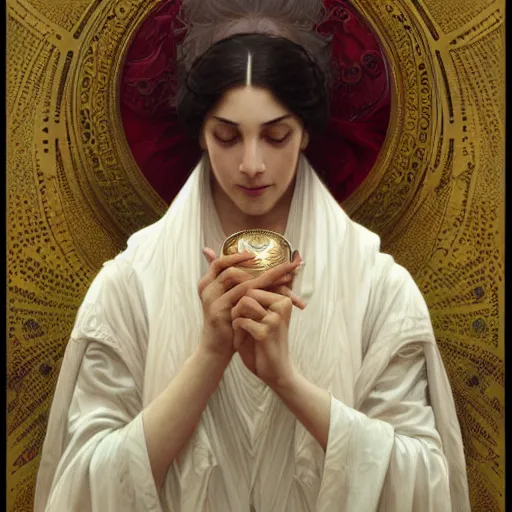 Image similar to portrait of a old mage, intricate, elegant, highly detailed, digital painting, artstation, concept art, smooth, sharp focus, illustration, art by artgerm and greg rutkowski and alphonse mucha and william - adolphe bouguereau